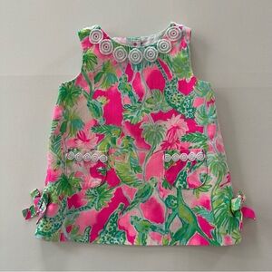 Lilly Pulitzer 6-12 Months Baby Girl Pink Shift Dress Tropical Jungle Monkey